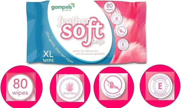 Extra Large Wet Wipes for Adults 30x20cms (80pk) – Feather Soft Body Cleansing Wet Wipes for Incontinence Care – Ultra Gentle, Thick XL Wet Wipes – Kind to Skin with Aloe Vera and Vitamin E - Image 4